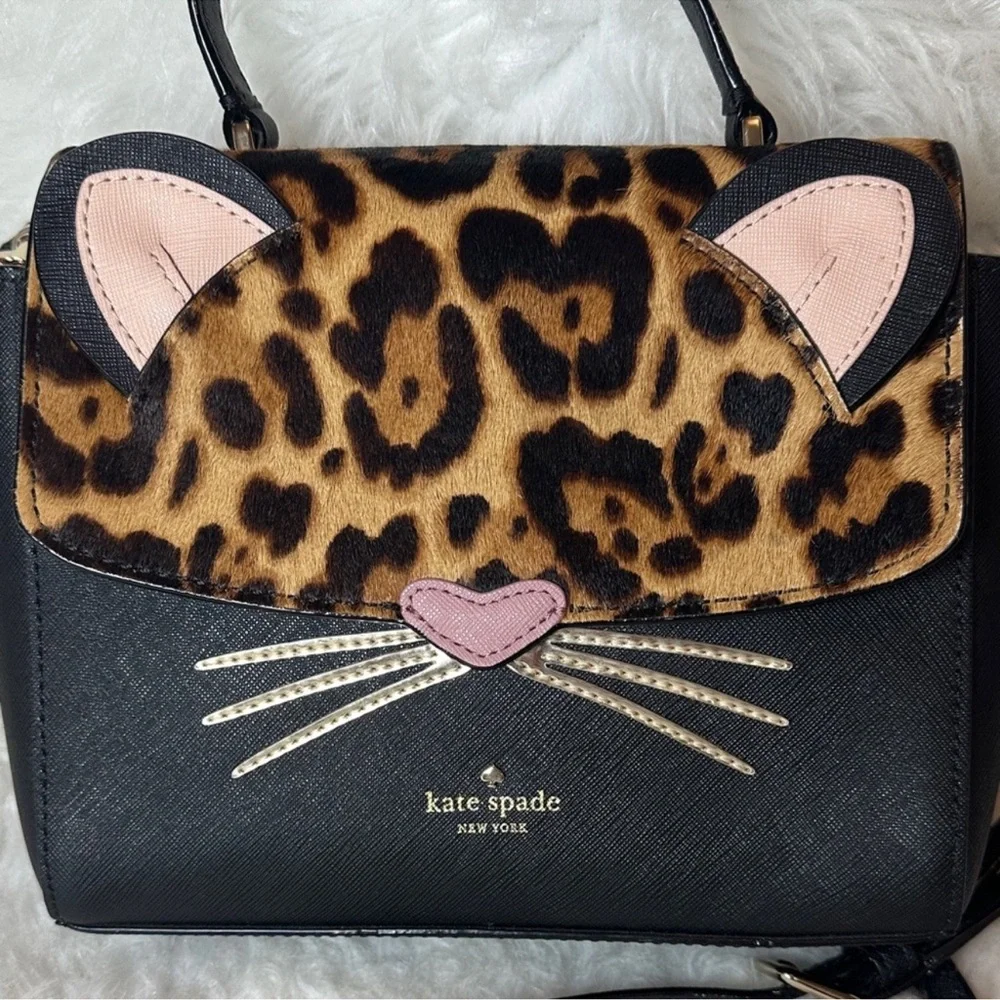 Kate Spade New York Run Wild Leopard Pink Kerrie Crossbody Satchel Purse NWOT - Picture 6 of 16
